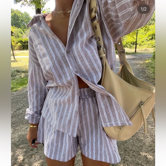 Free People Pants - Butter and hazel stripe set